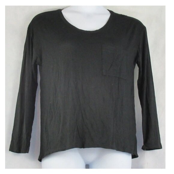 Alfani Women's Long-Sleeve Scoop-Neck Pajama Top T-Shirt, Black - Picture 2 of 3